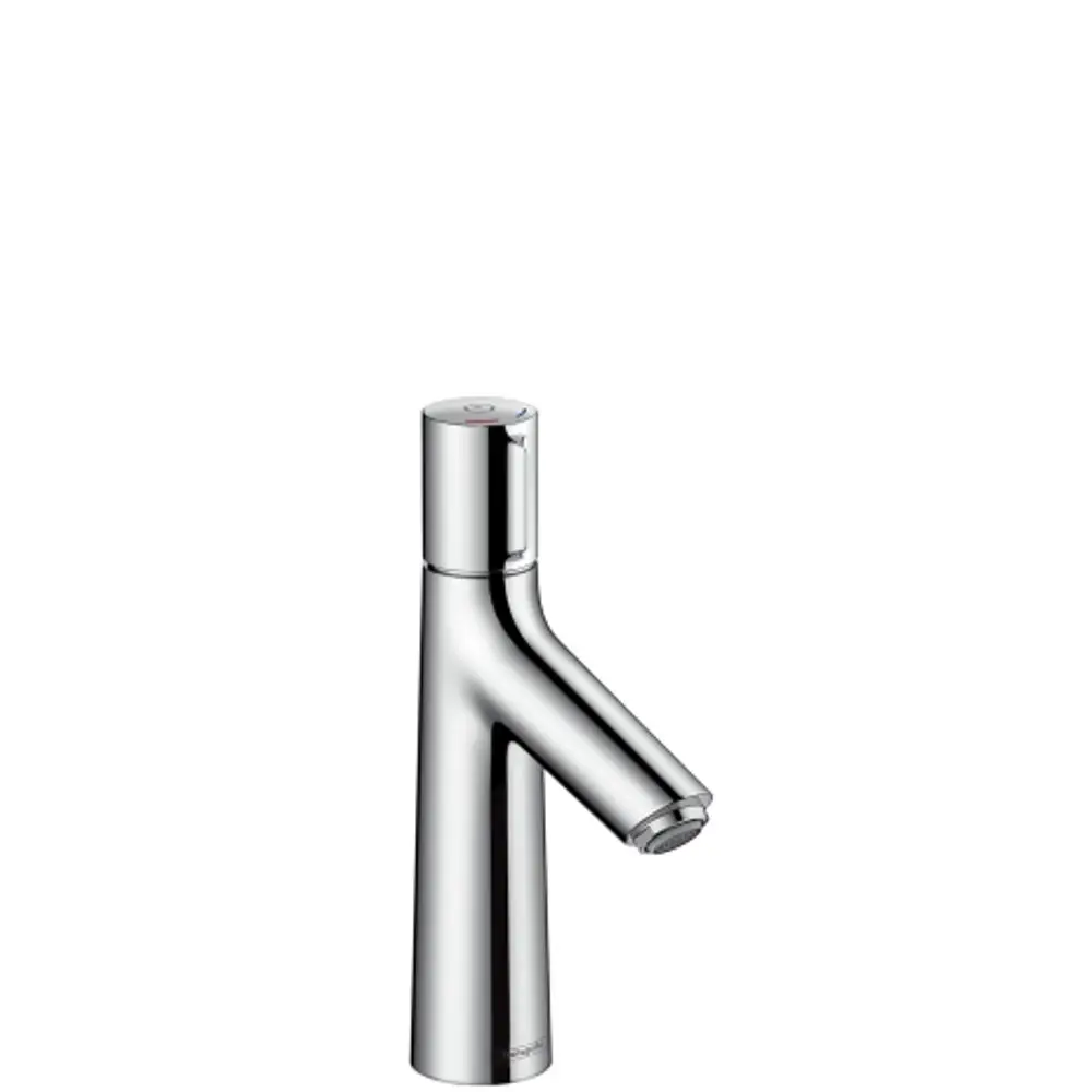 Wasserhahn mit schwenkbarem Auslauf und seitlichem Hebel zur Steuerung. Aus Chrom, hergestellt von Hansgrohe. Design für ein Waschbecken.